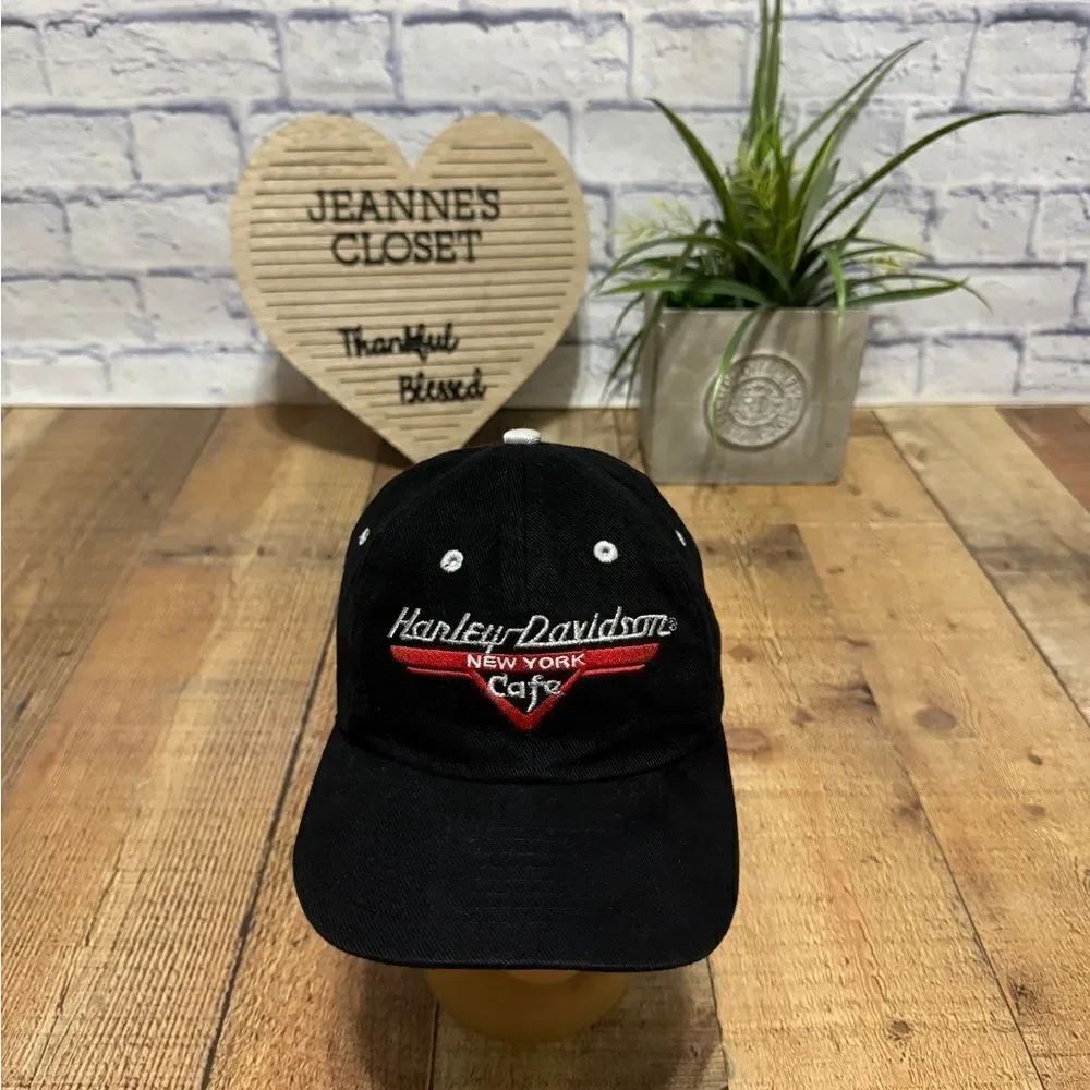 Vintage 90s Harley Davidson Cafe New York NYC Ride Free Biker Snapback Cap Hat